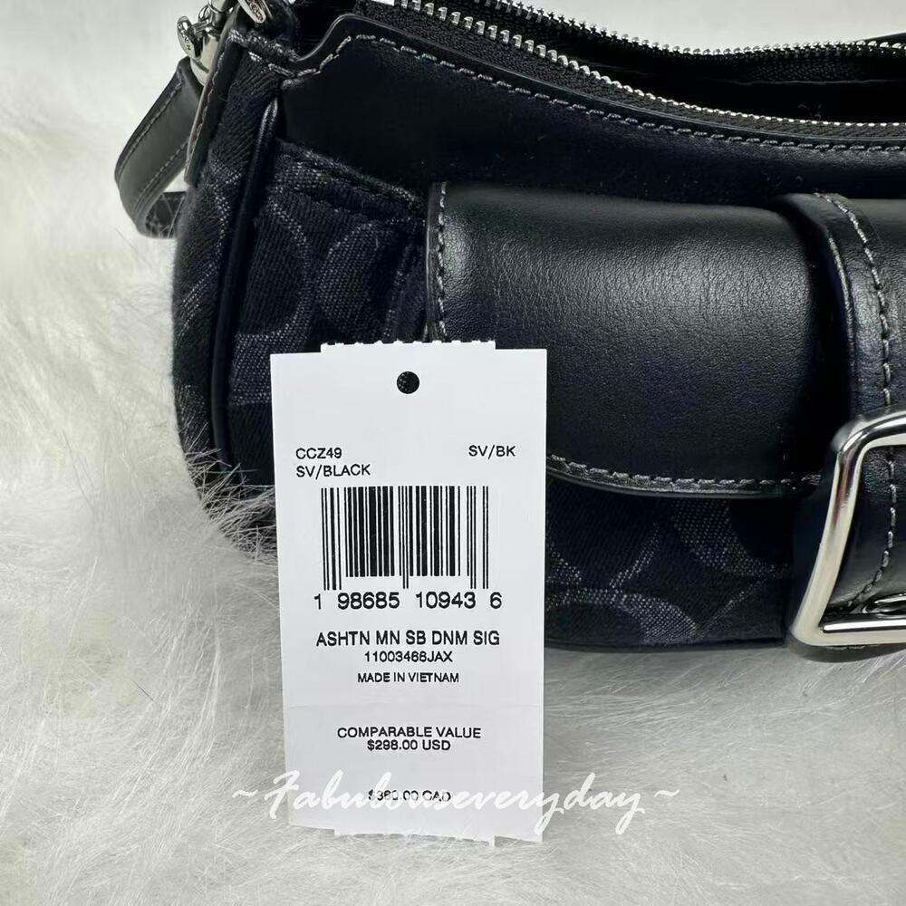Coach Ashton Mini Shoulder Bag Crossbody Signature Denim/Silver/Black CCZ49 NWT - Picture 6 of 9